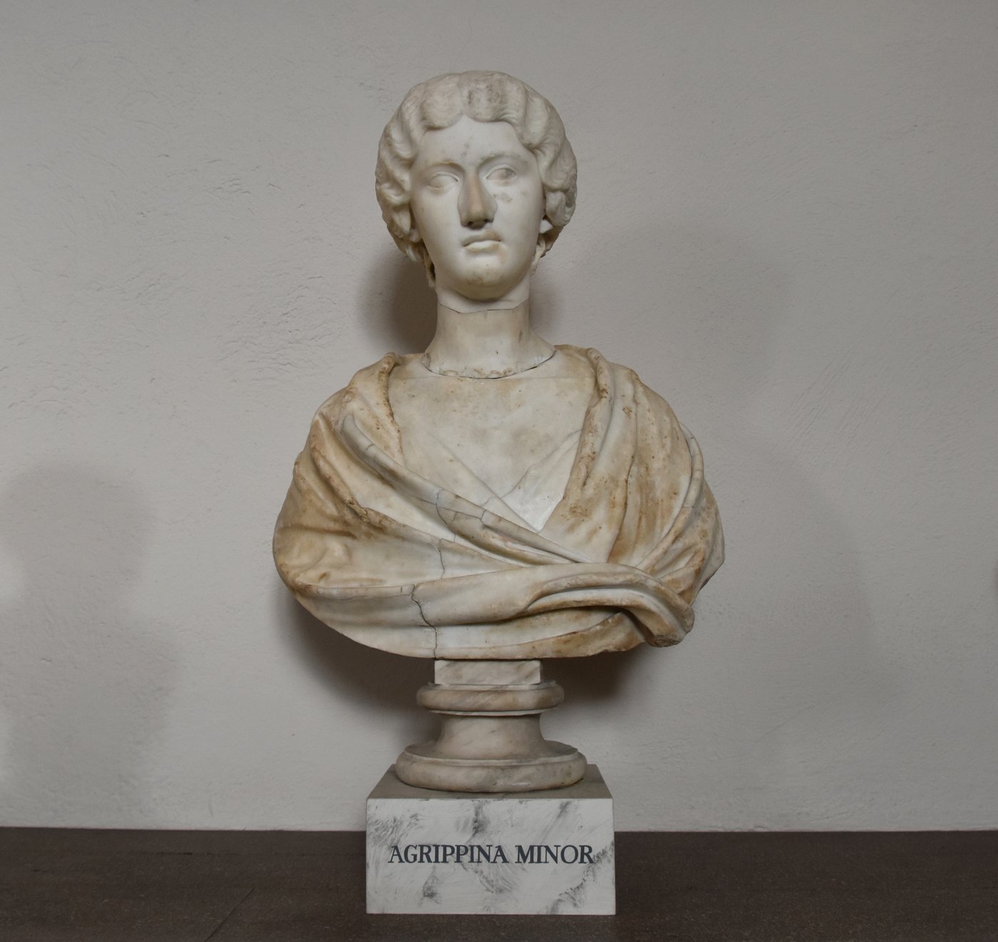 Marble bust labelled Agrippina Minor, Gustav III's Museum of Antiquities, Stockholm